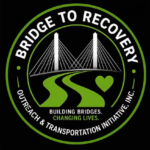 Logo for Bridge to Recovery Outreach & Transportation Initiative, Inc., featuring a graphic of a bridge and a heart inside a circular border.