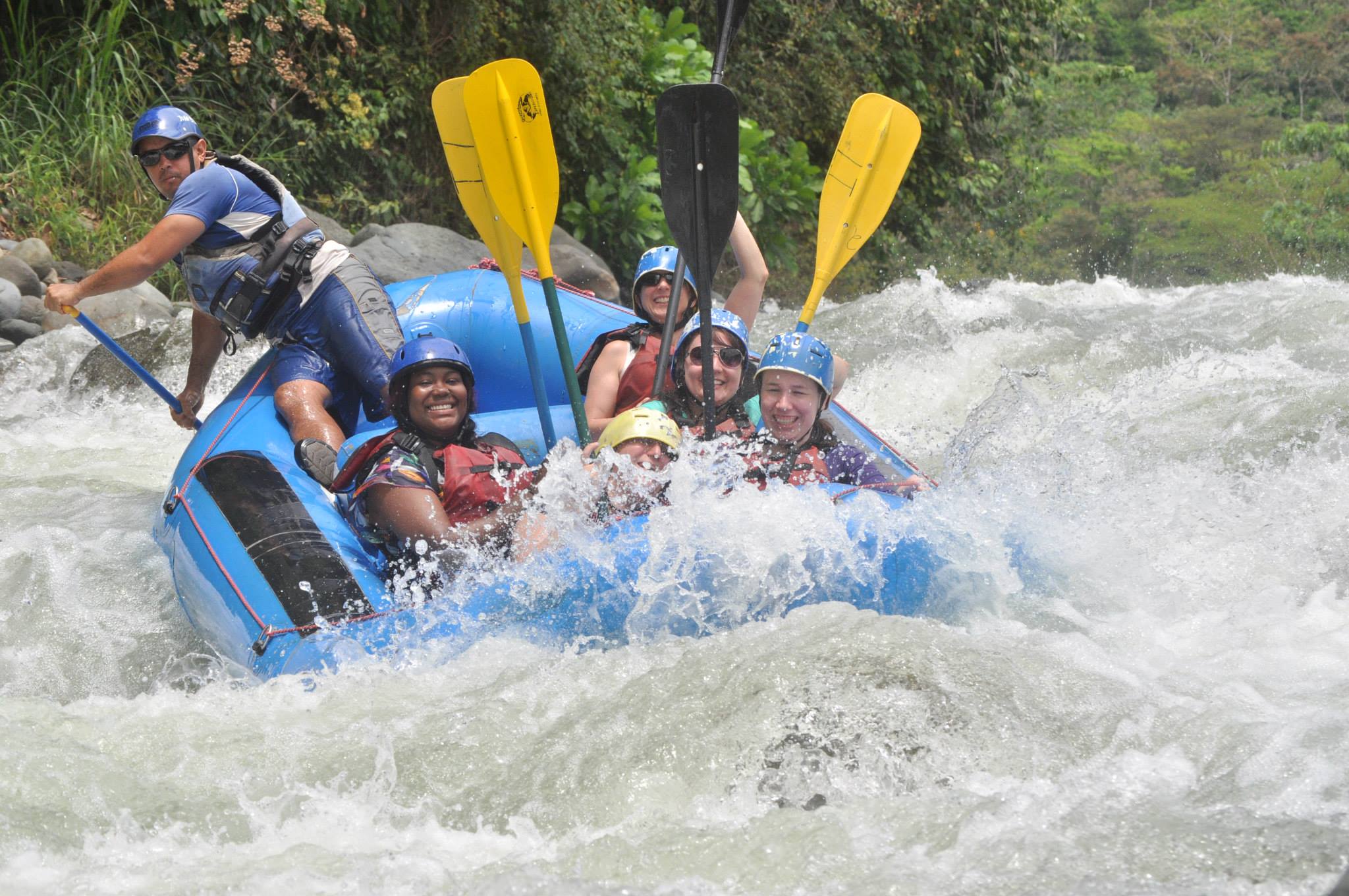 Worcester State students engaged in a white water rapid tour off campus