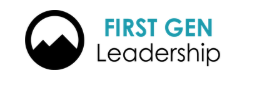 Logo with a black mountain inside a circle on the left, and the words “FIRST GEN Leadership” on the right, with “FIRST GEN” in blue and “Leadership” in black.