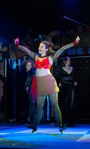 Roan Testa performing as Columbia in Worcester State Theatre's production of "The Rocky Horror Show."