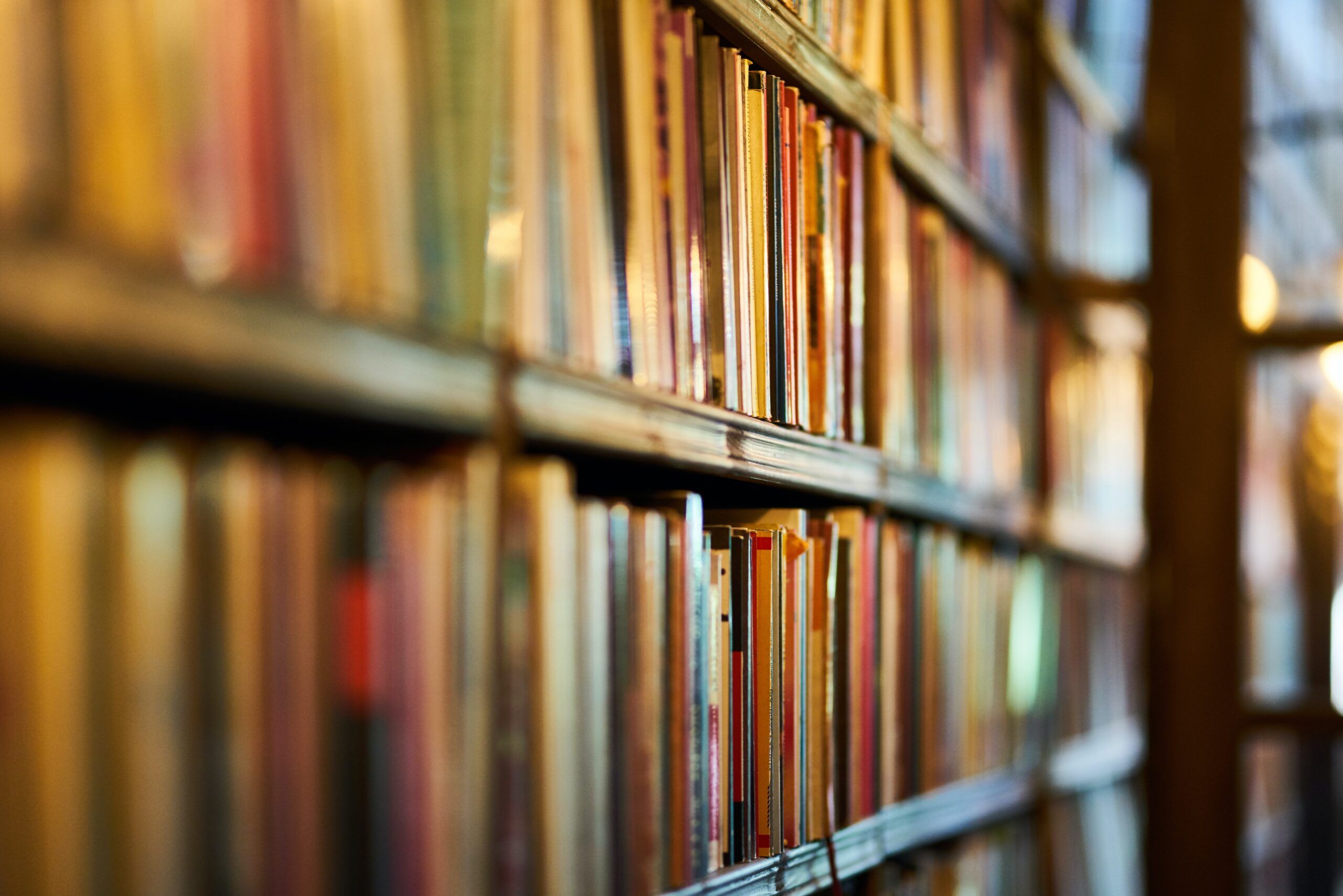 A large bookcase full of books