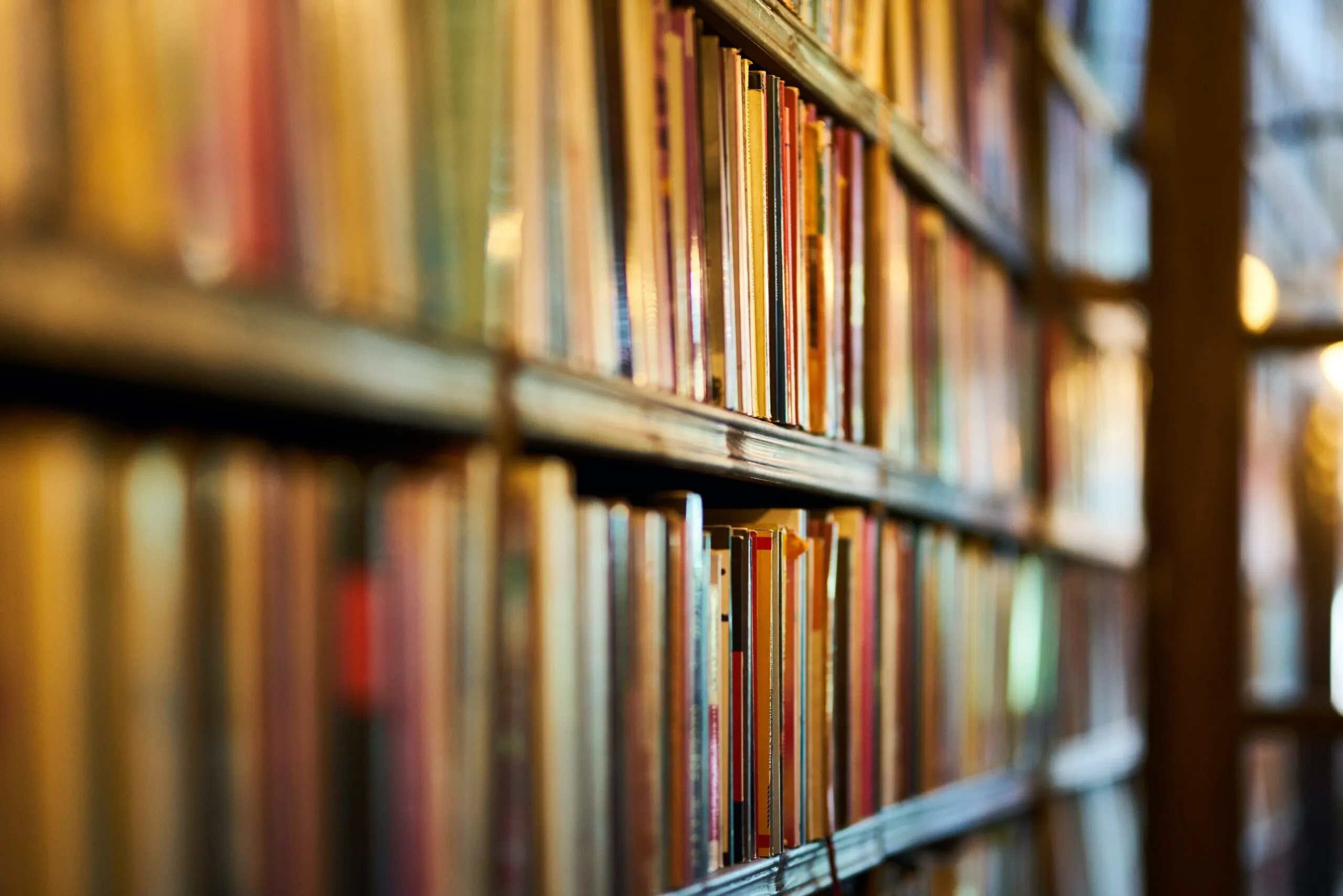 A large bookcase full of books