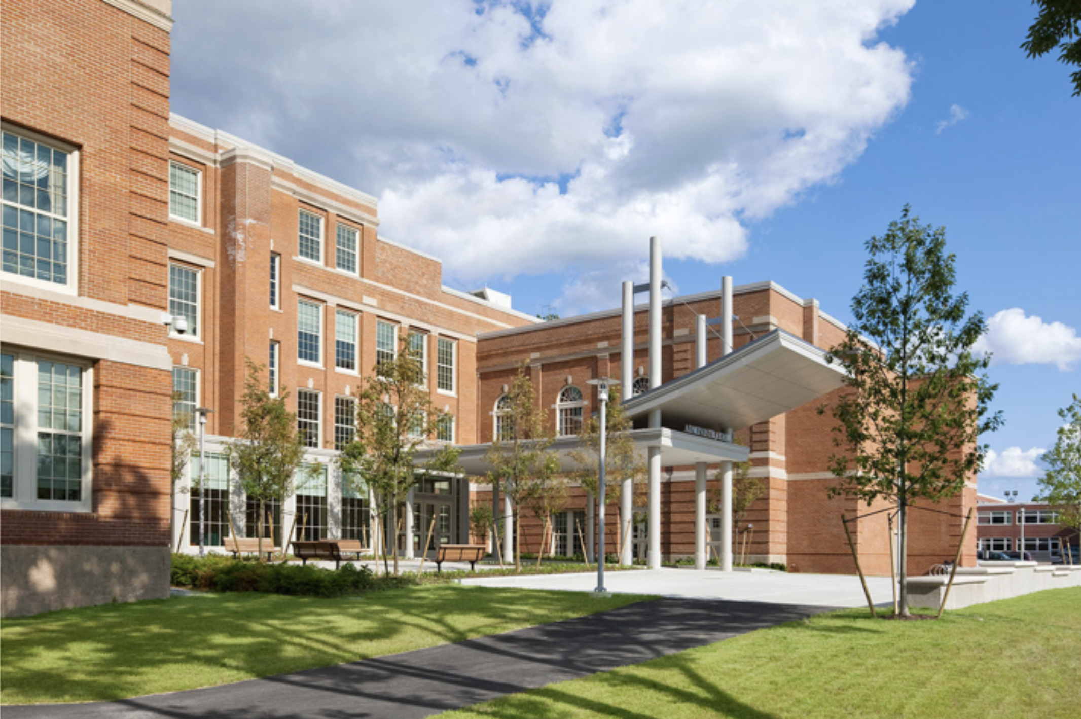 The Worcester State administration building on campus