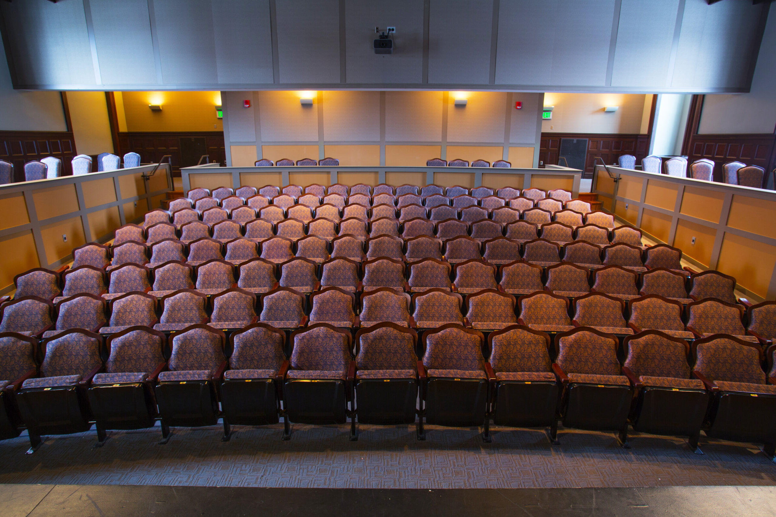 An empty Worcester State auditorium