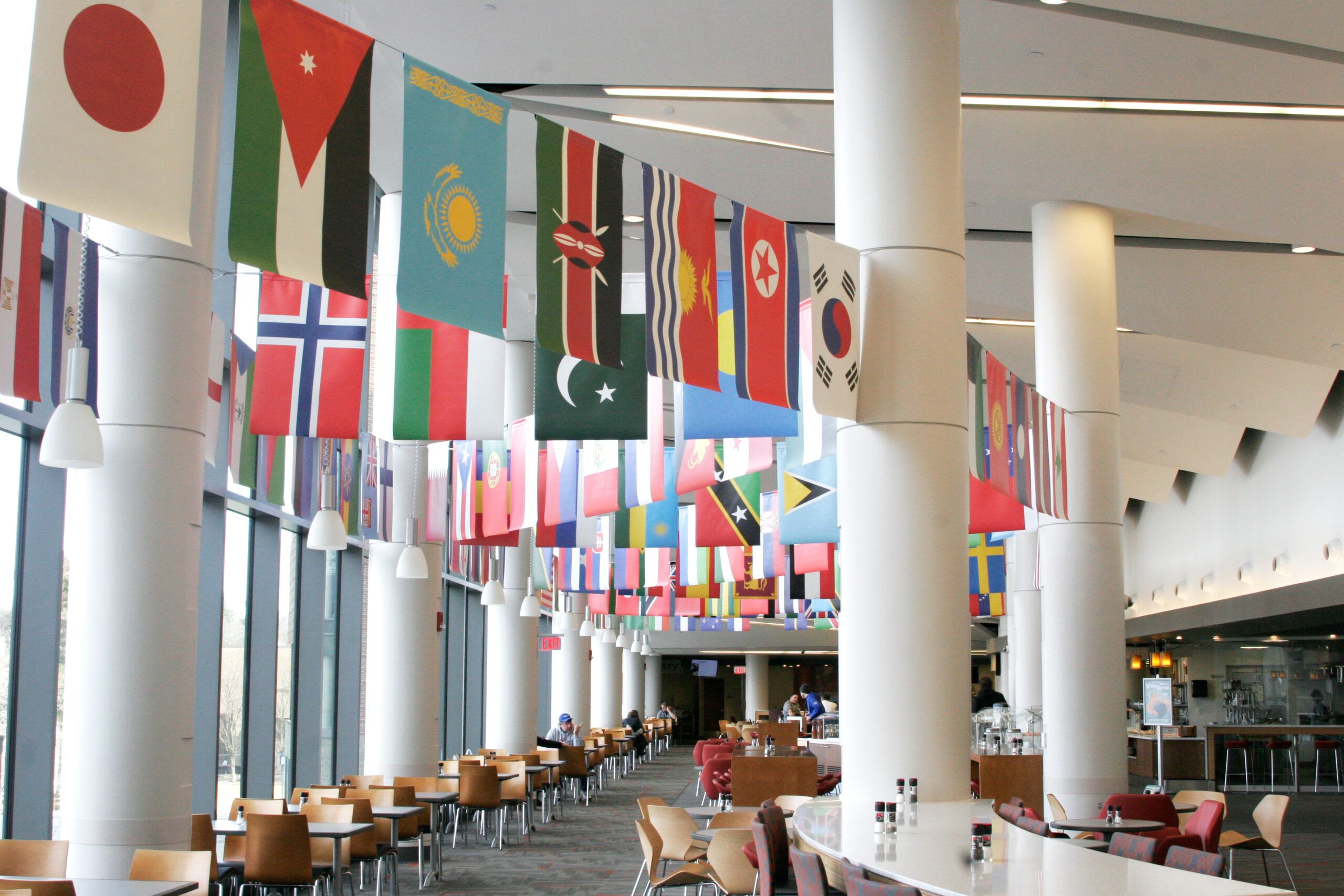 World Flags hanging in the dining hall