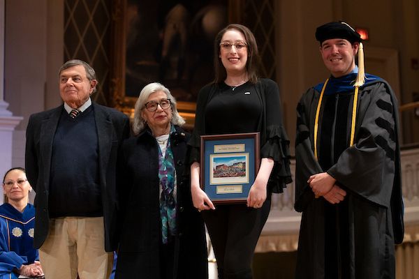 Karen Shalev ’22 poses after receiving an Academic Achievement Award