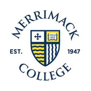 Merrimack College logo featuring a shield with symbols and the words "Tolle Lege," surrounded by the text "Merrimack College Est. 1947.